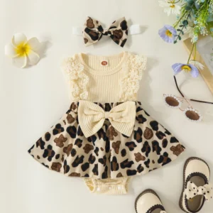 Vestido beige con falda estampado animal