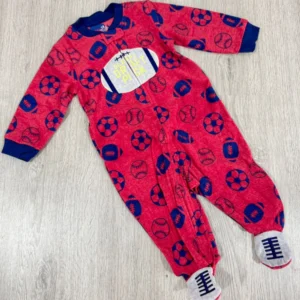 Pijama Enteriza Roja Deportiva con Pie y Cierre Frontal