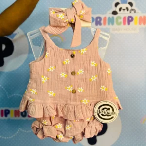 Set para niña con moño y olanes