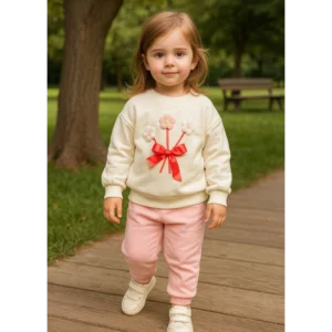 Conjunto Flores con Lazo Rojo